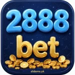 2888Bet Game app icon — glossy blue 2888 and gold bet 3D letters on a navy rounded tile