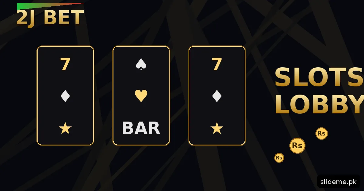 2J Bet slots lobby banner — gold slot machine reels with Rs coin wins