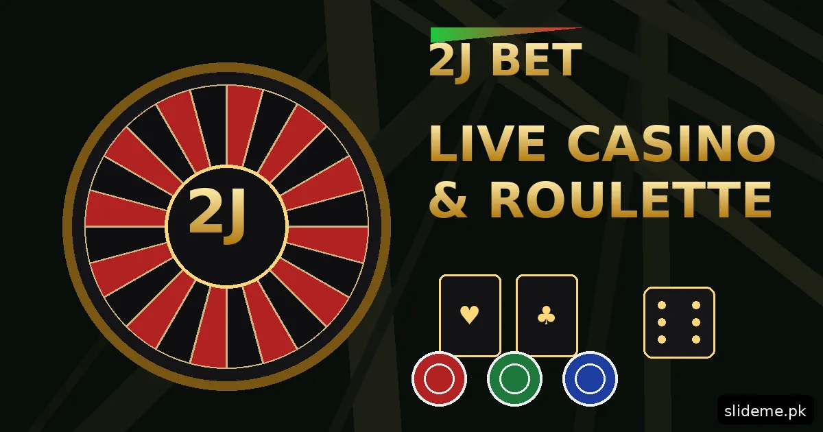 2J Bet live casino banner — golden roulette wheel with 2J hub, cards and chips
