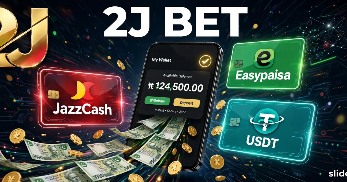 2J Bet payments banner — fast JazzCash, EasyPaisa and USDT withdrawals on mobile
