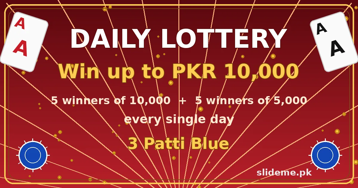 3 Patti Blue Game daily lottery — win up to PKR 10,000 every day
