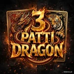 3 Patti Dragon Game APK download 2026 – fire dragon logo with playing cards