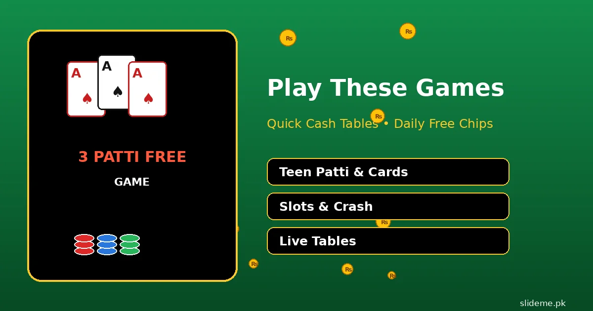 3 Patti Free games lobby with Quick Cash and Teen Patti tables