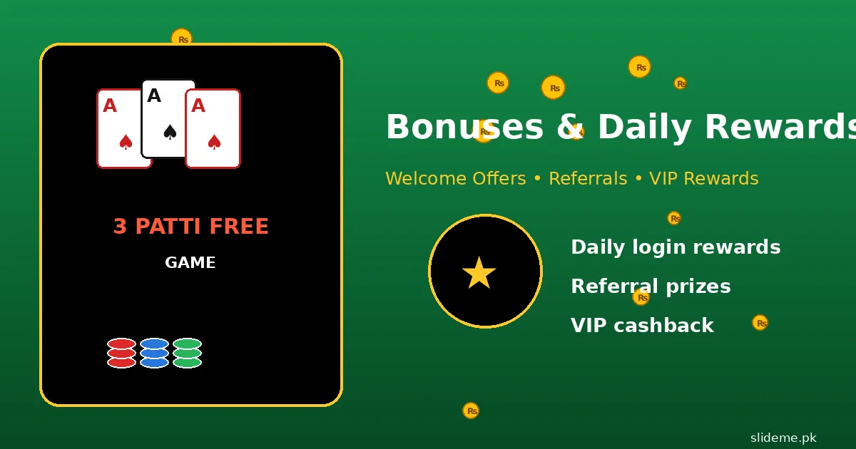 3 Patti Free daily free chips and referral bonus rewards