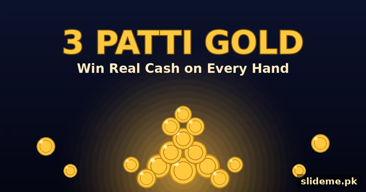 3 Patti Gold Game real cash rewards banner – pile of gold coins for Pakistani players