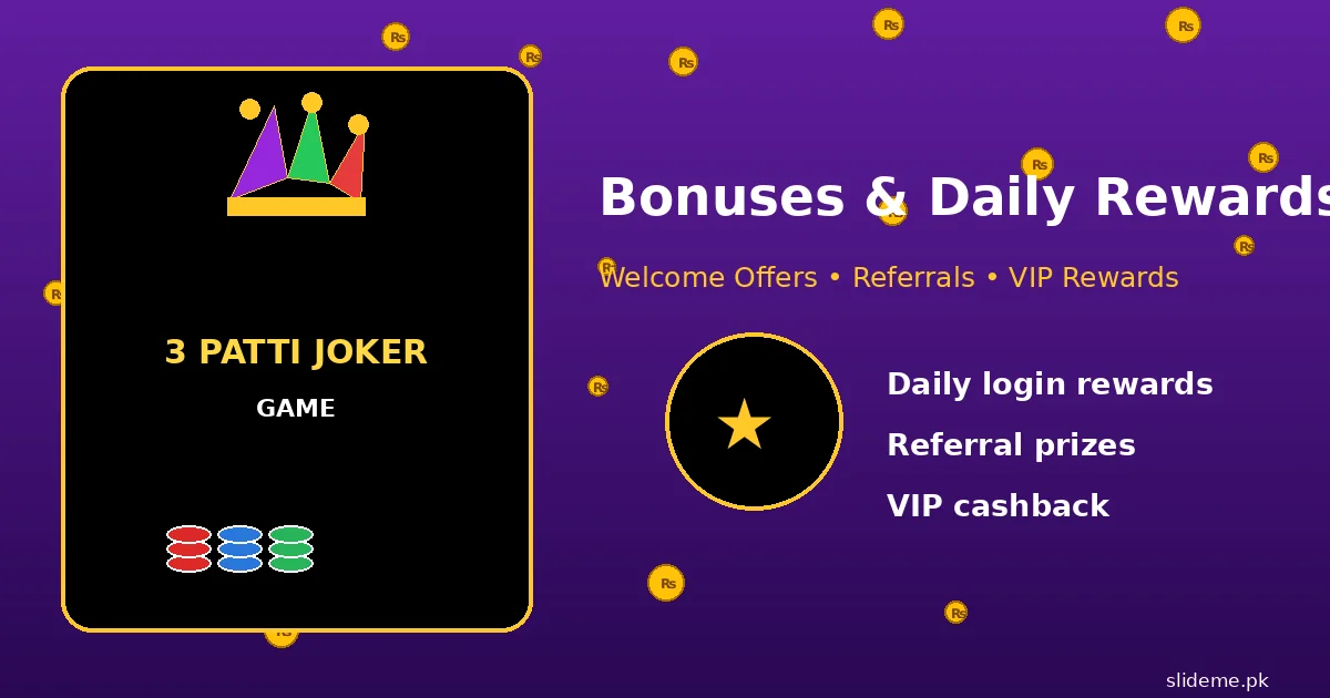 3 Patti Joker Rs 1000 welcome bonus and VIP rewards banner