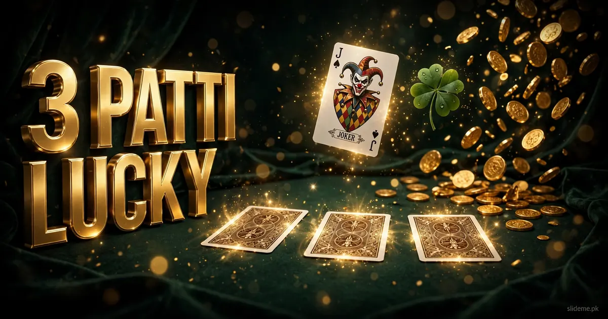 3 Patti Lucky Teen Patti card table with glowing cards and gold coins
