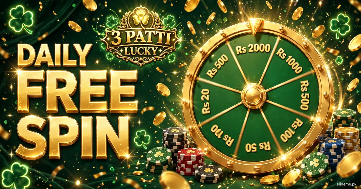 3 Patti Lucky daily free spin wheel with cash prize segments