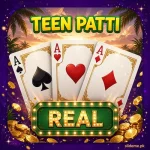 3 Patti Real app icon with three Aces over a tropical sunset