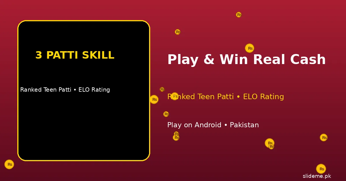 3 Patti Skill games banner — ranked Teen Patti tables, placement matches and tournament cards