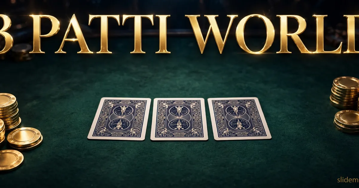 3 Patti World Classic Teen Patti card table with gold chips on green felt