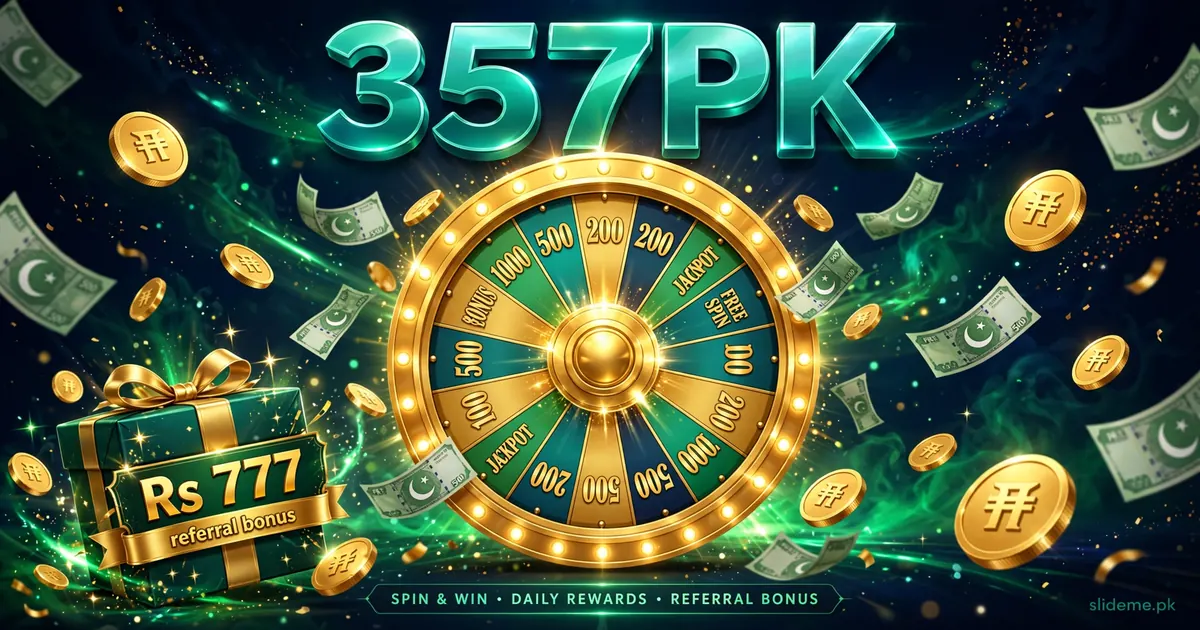 357PK game spin wheel with Rs 777 referral bonus gift box