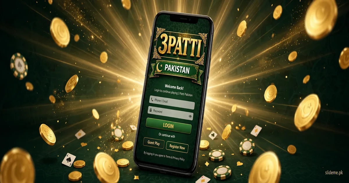 3 Patti Pakistan app login screen on smartphone