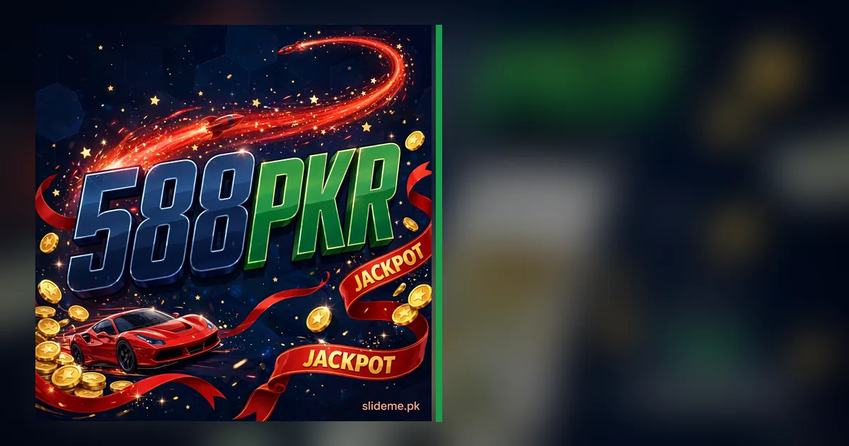 588Pkr Game lobby showing 588PKR logo, deposit bonus button and jackpot banner, slideme.pk