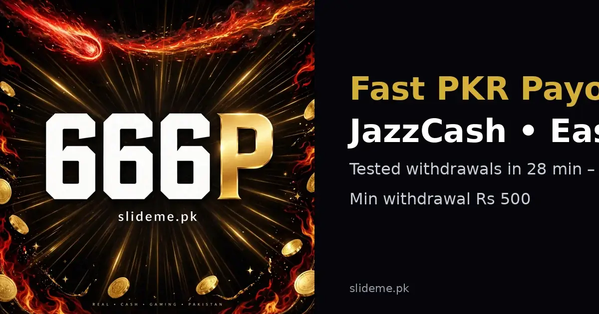 666P withdrawal banner — fast PKR payouts to JazzCash and EasyPaisa wallets