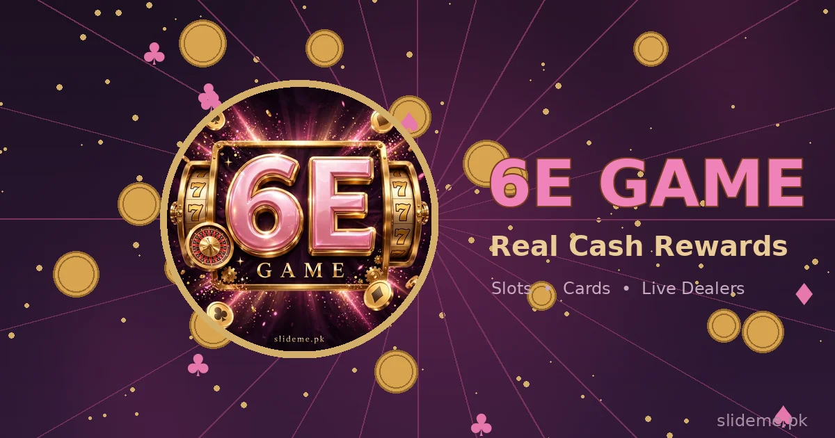 6E Game casino lobby with slot machines and real cash rewards