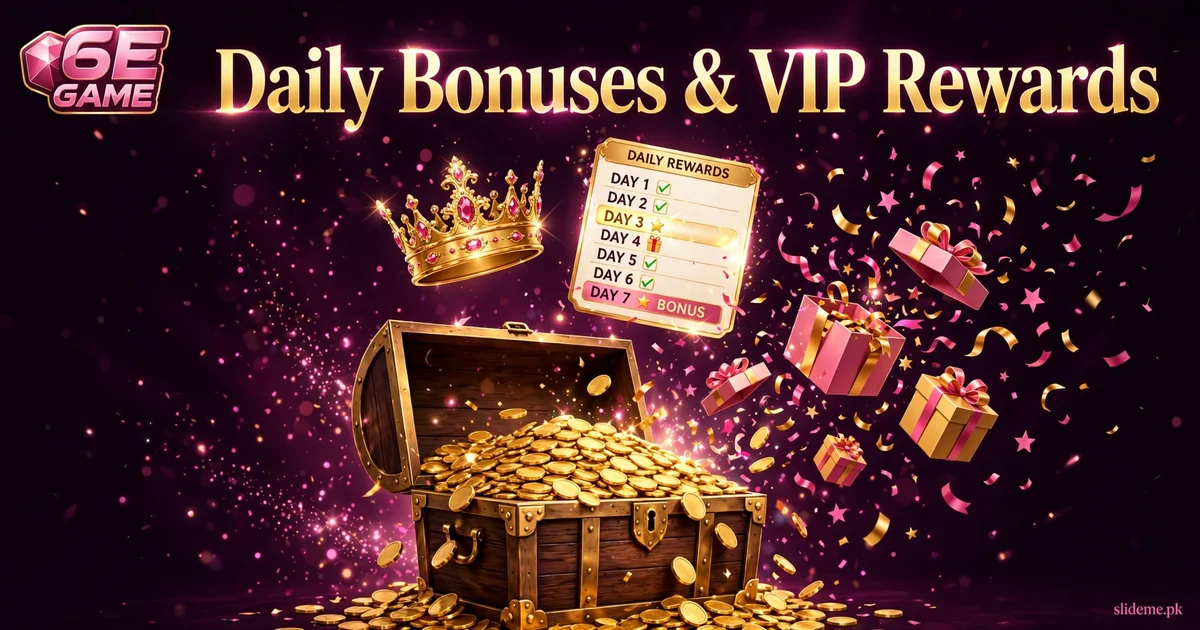 6E Game daily bonuses and VIP rewards treasure chest