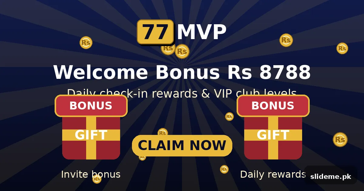 77MVP welcome bonus Rs 8788 — daily check-in and invite rewards