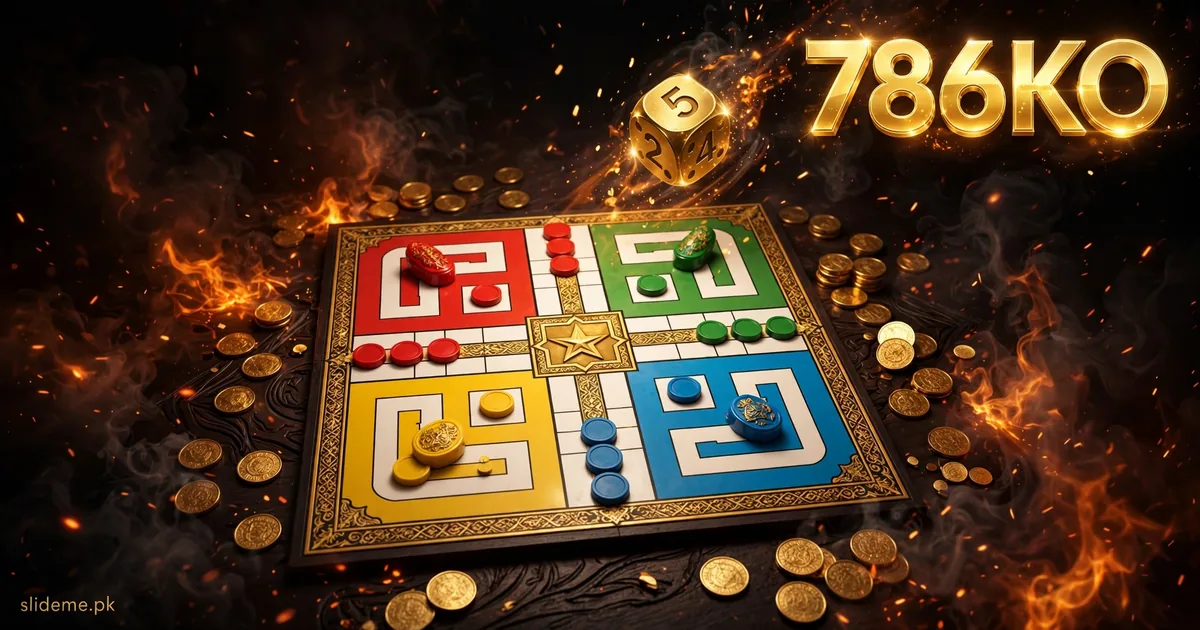 786KO Game ludo board gameplay with dice and gold coins