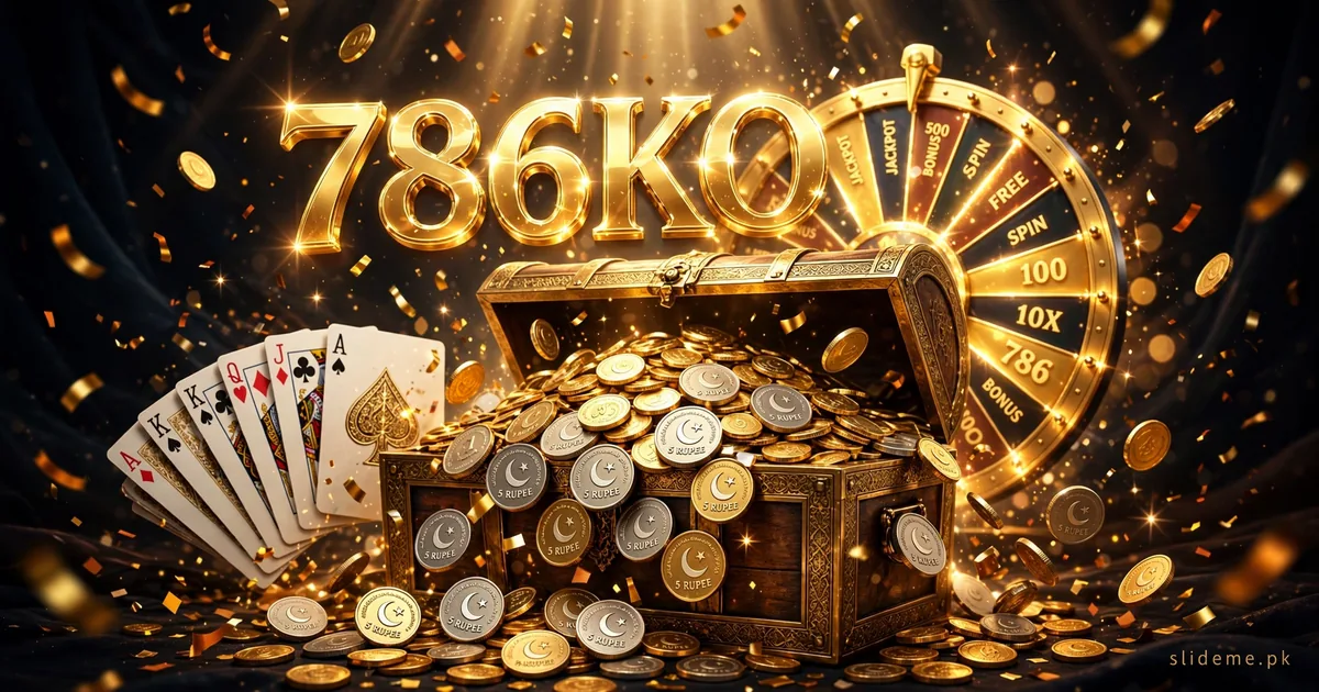 786KO Game bonus chest with gold coins and reward wheel