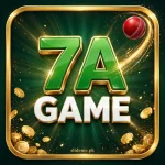 7A Game app icon with green 7A logo, cricket ball and gold coins on dark green background