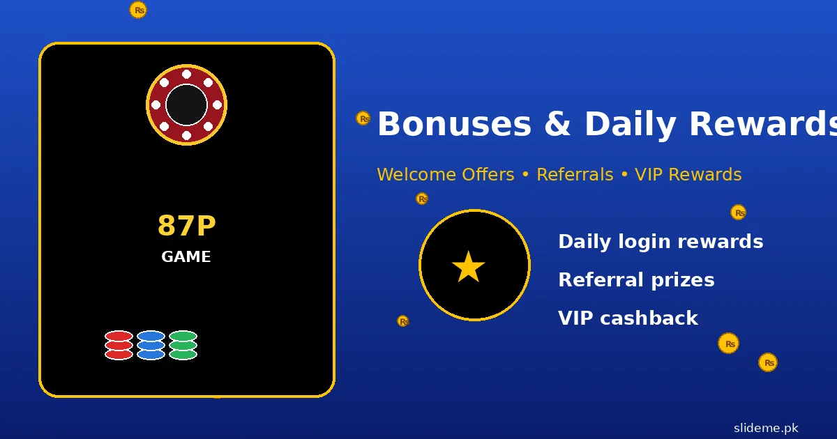 87P welcome bonus daily rewards and cashback banner