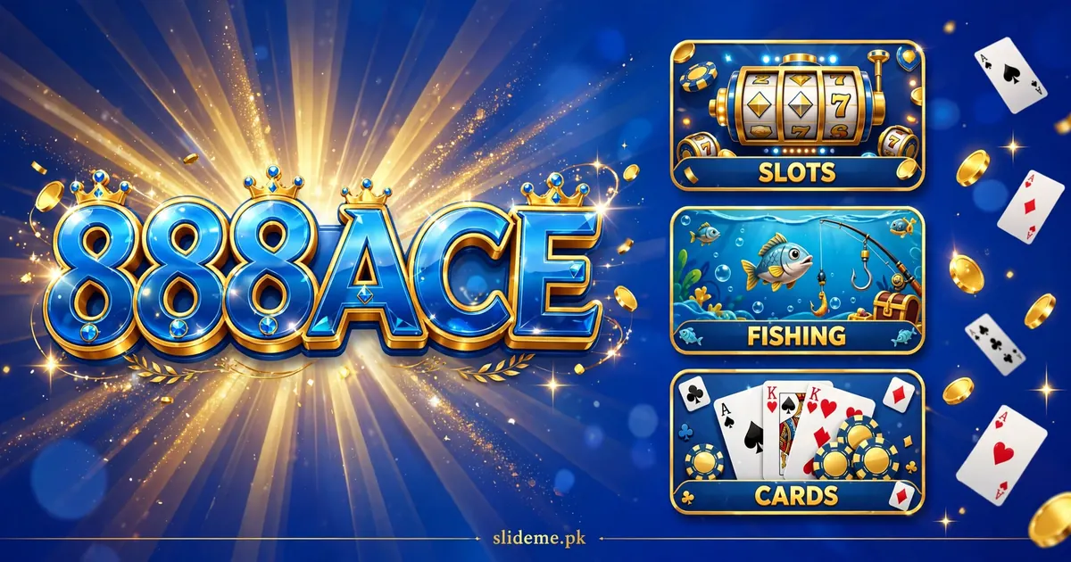 888ACE game lobby with slots, cards and fishing games
