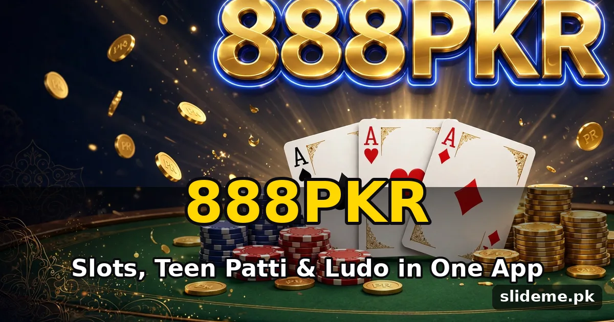 888PKR Game slots and Teen Patti banner with gold coins