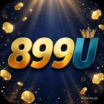 899U Game app icon — golden 899 with crowned teal U on navy blue