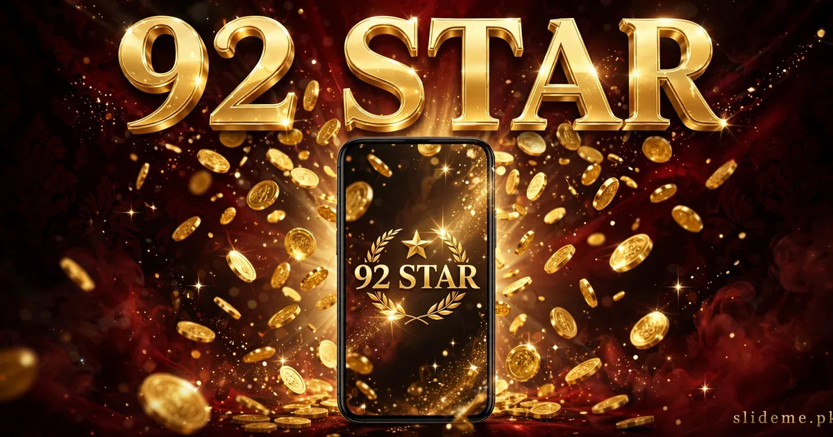 92 Star Game mobile app banner - smartphone showing the golden 92 Star logo with raining gold coins