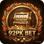 92PK Bet Game gold slot machine logo with golden bells and coins