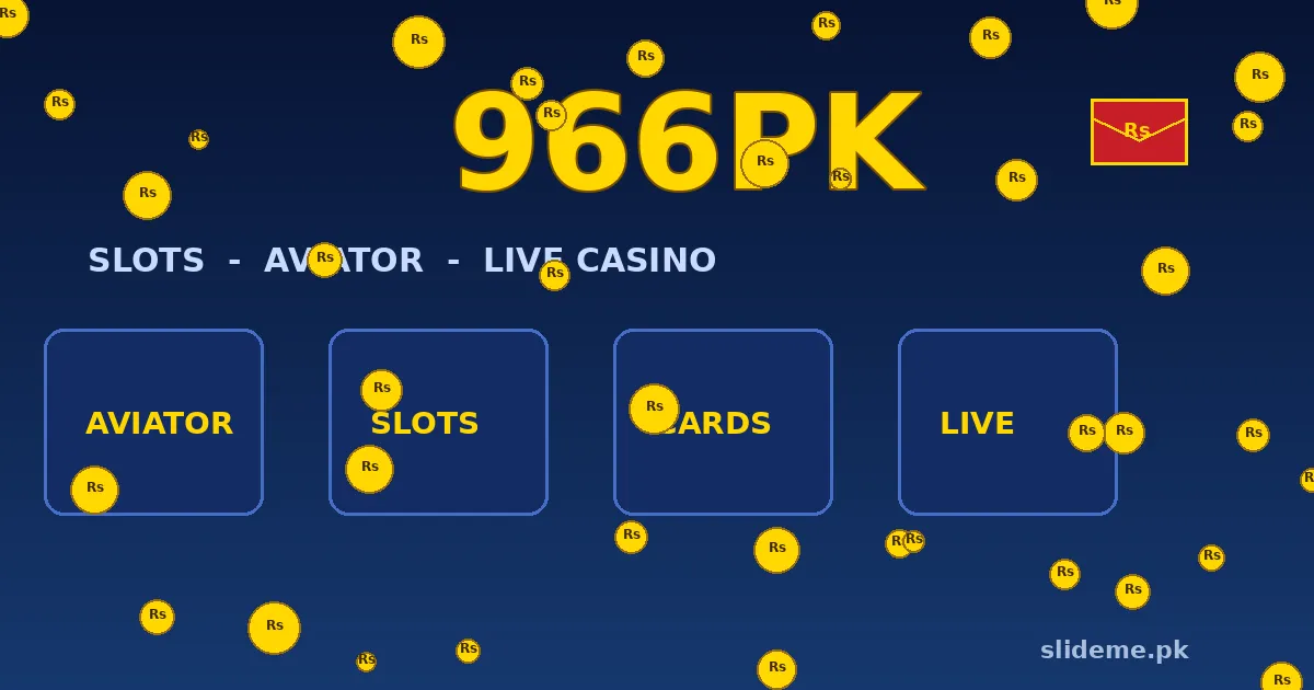 966PK Game navy gold lobby — slots and Aviator tiles