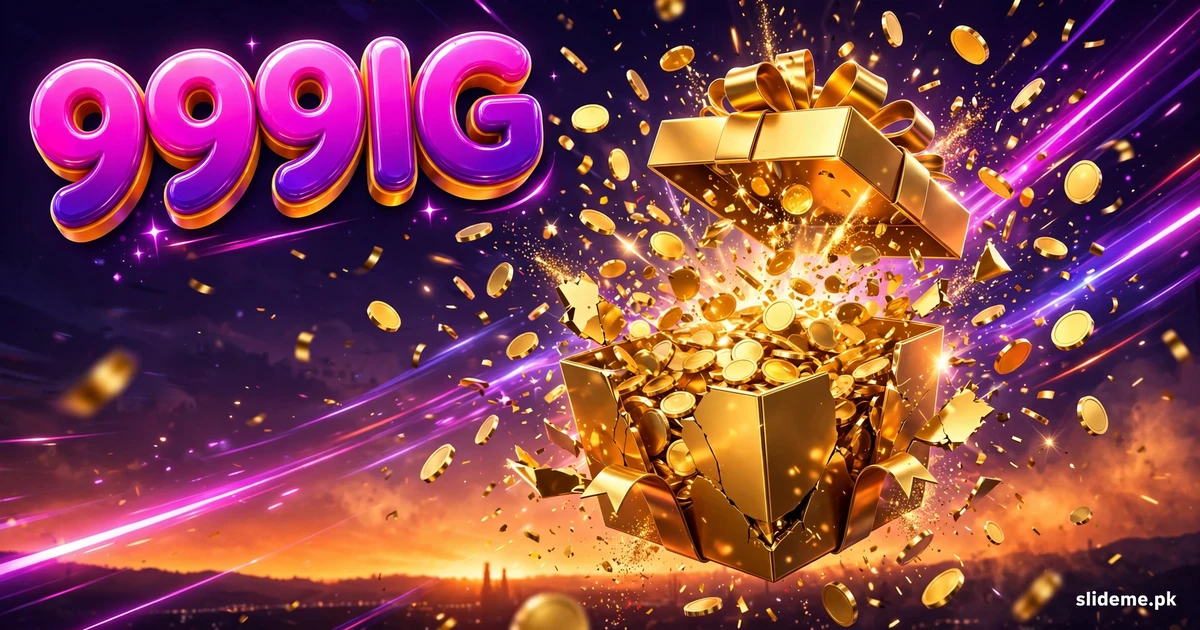 999IG welcome bonus celebration with gold coins and gift box