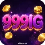 999IG Game APK logo in magenta-pink and purple neon style with gold coins