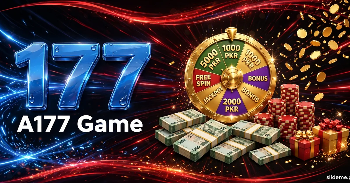 A177 Game bonuses banner with prize spin wheel, PKR cash bundles and gold coins
