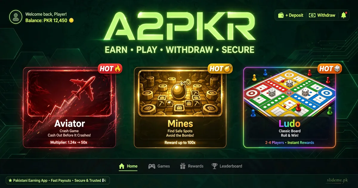 A2PKR game lobby – Aviator, Mines and Ludo tiles in the hot games section