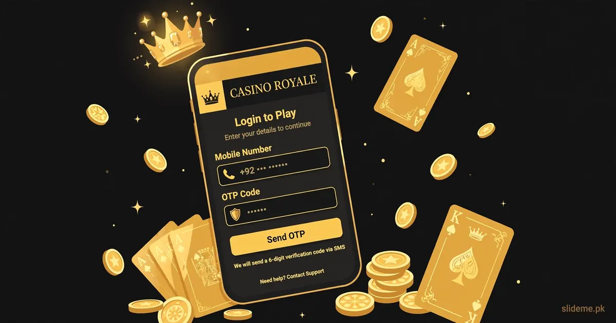 AS8 app login screen guide — enter mobile number and OTP on gold-and-black casino theme