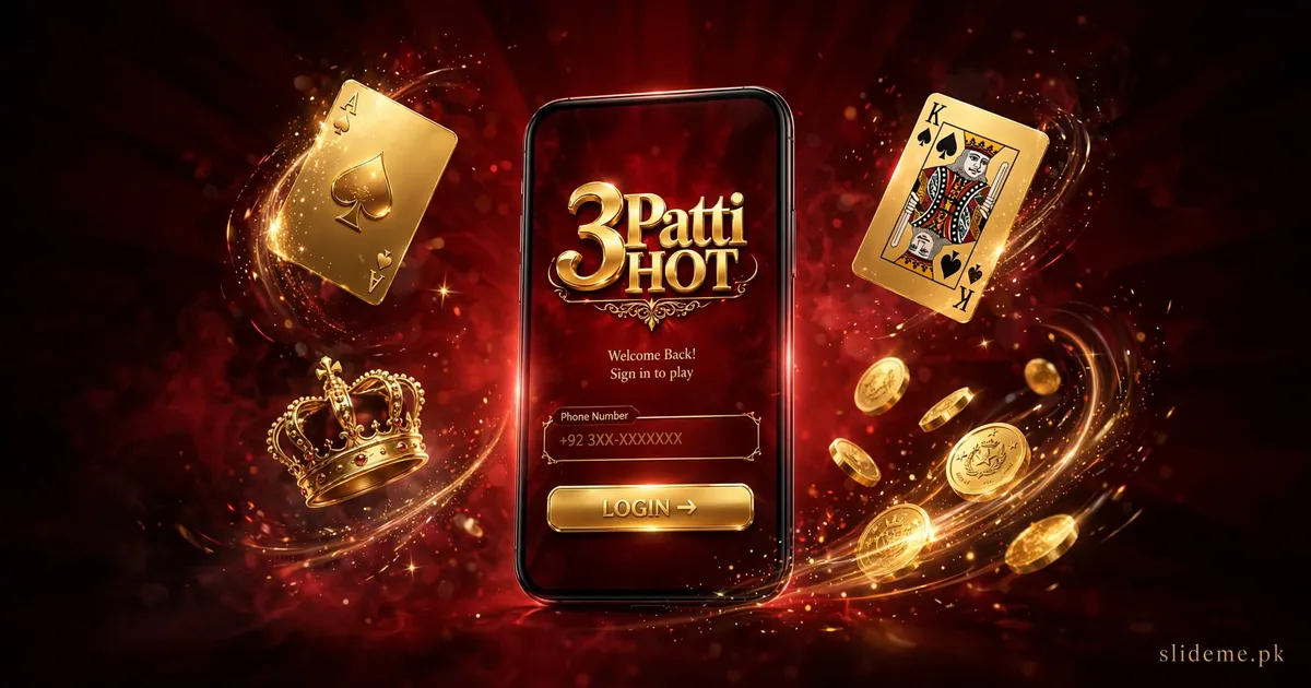 3 Patti Hot login screen on a phone with phone number field and gold login button