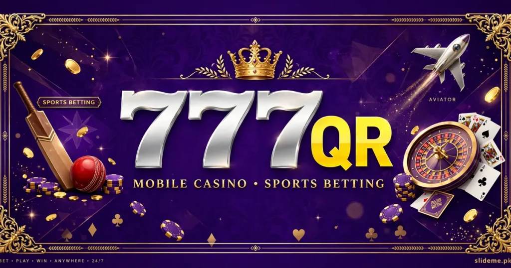 777QR game slots, Aviator crash game and cricket betting lobby on Android