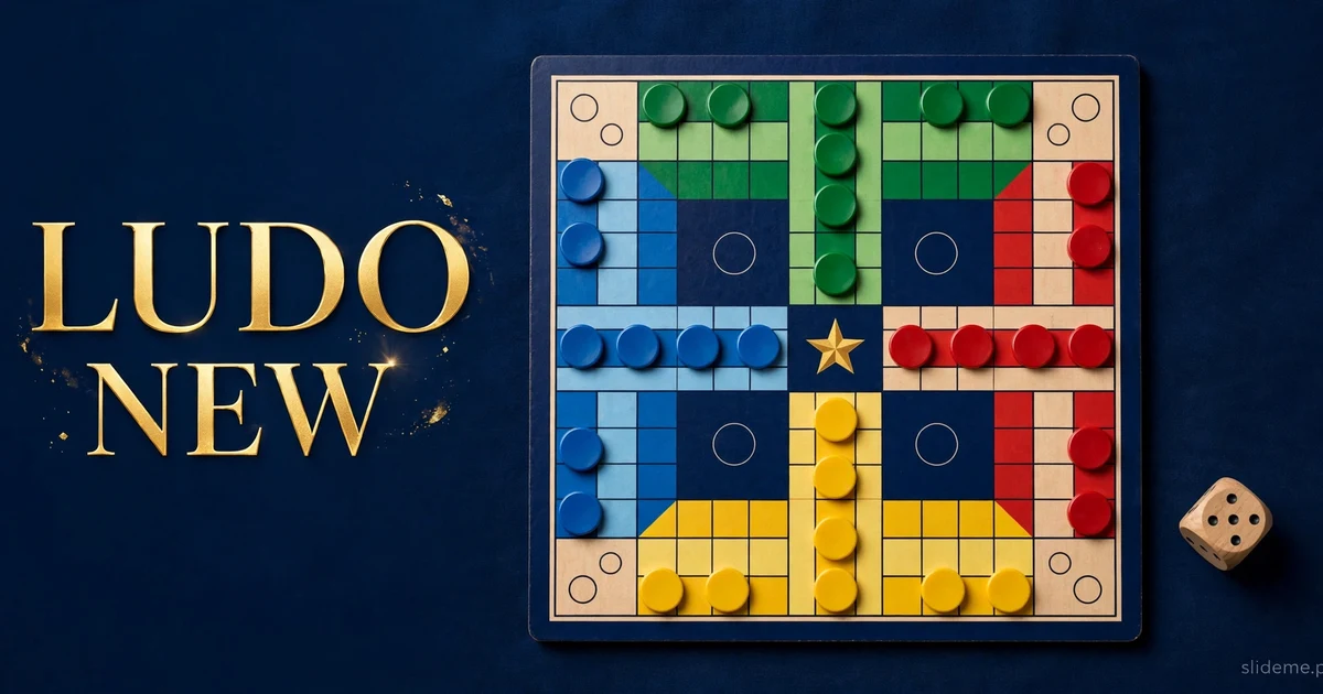 Ludo New Game board view with four-color track, tokens and dice