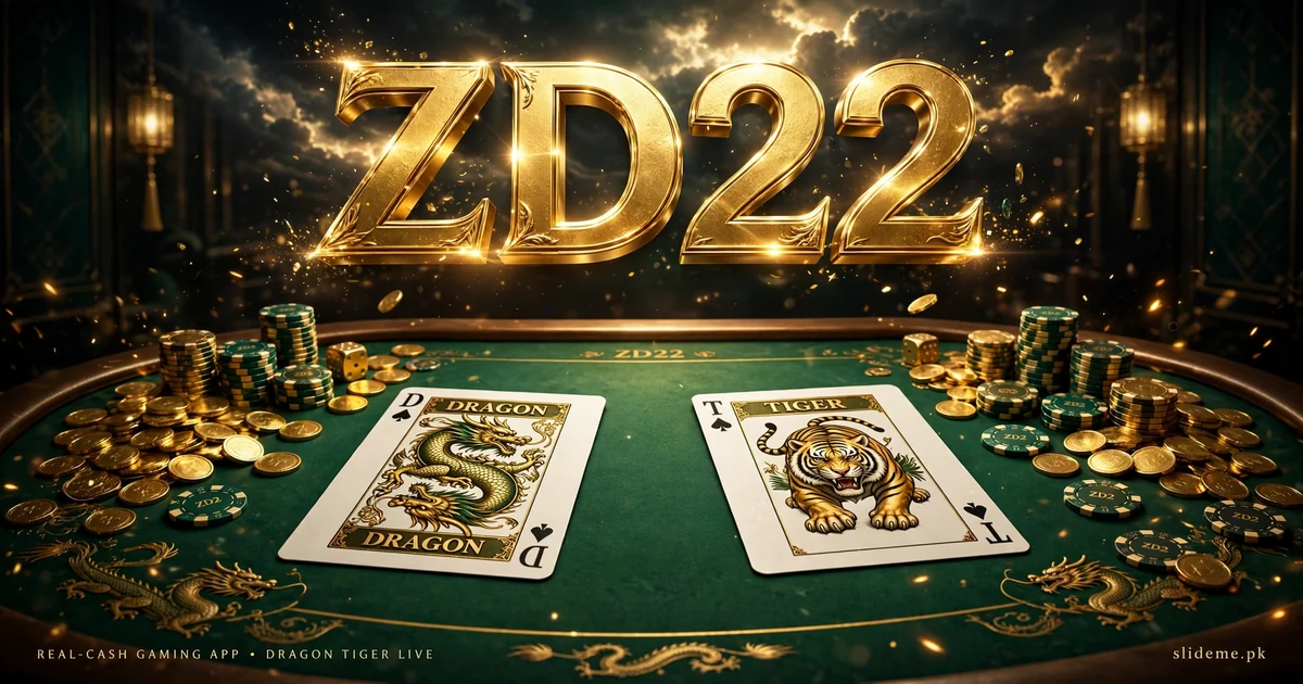 ZD22 Game Dragon Tiger table with gold coins and poker chips for real cash play