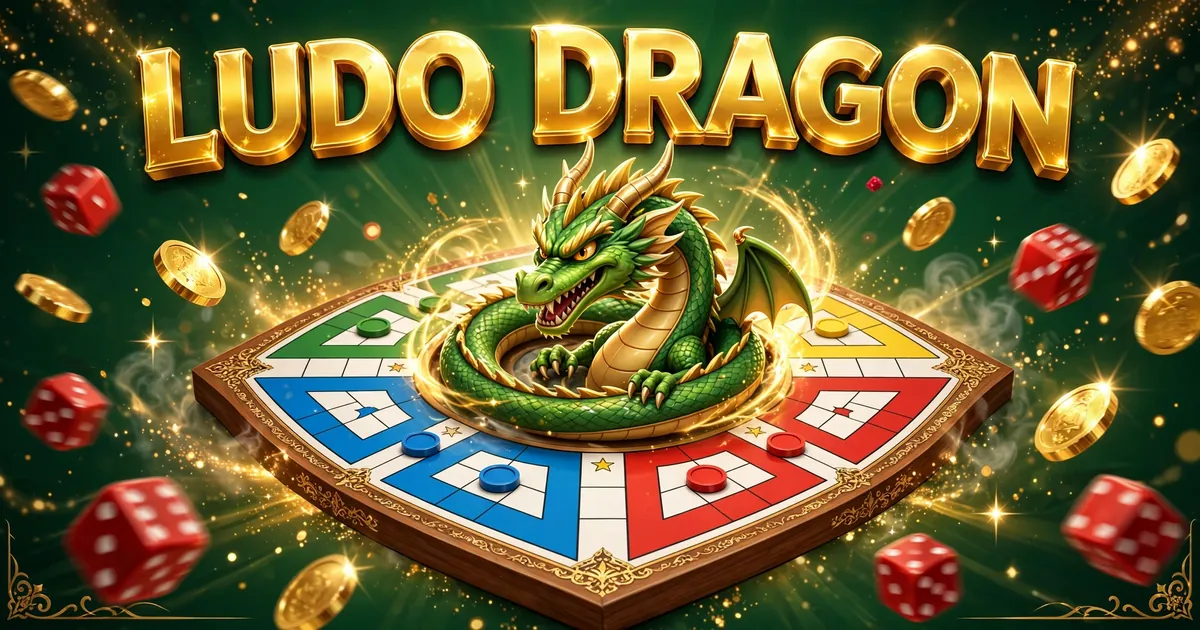 Ludo Dragon Game ludo board with a green dragon and gold coins in the lobby