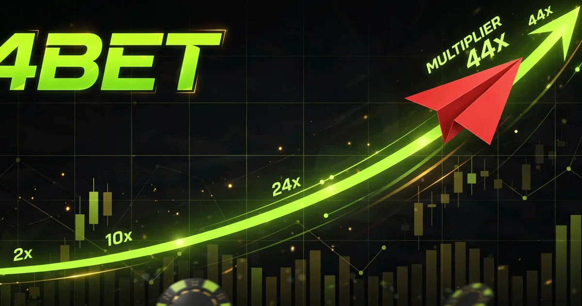 X44BET Aviator crash game banner — rising multiplier plane with gold coins on black
