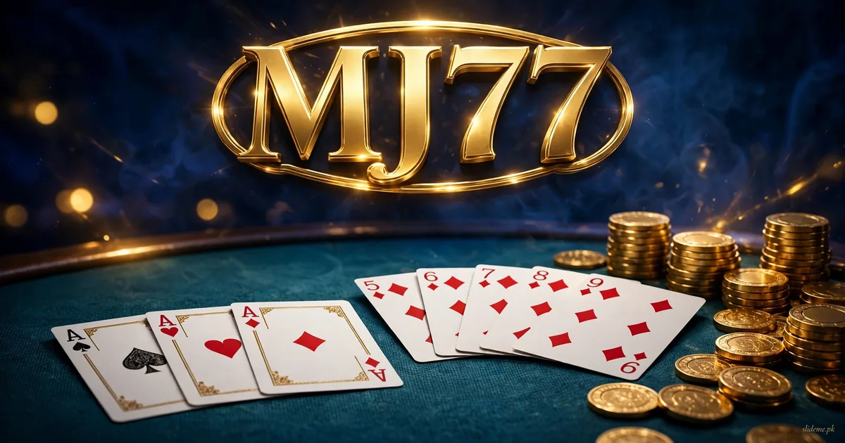 MJ77 Game Teen Patti and Rummy card tables with the golden MJ77 logo