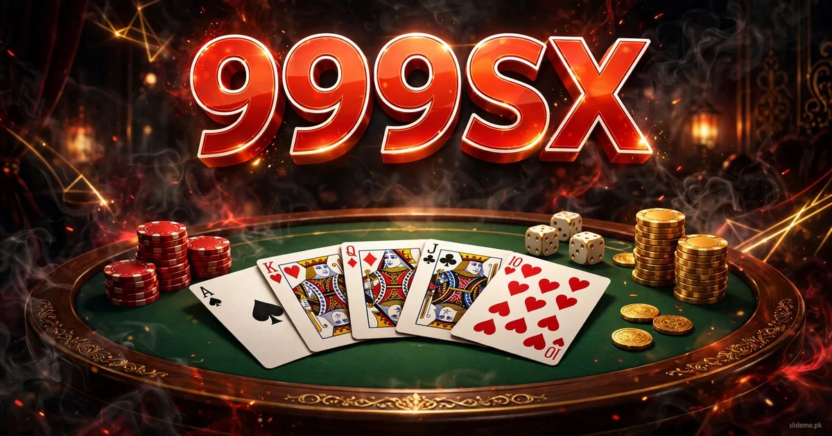 999SX Game card table with poker chips and 999SX logo