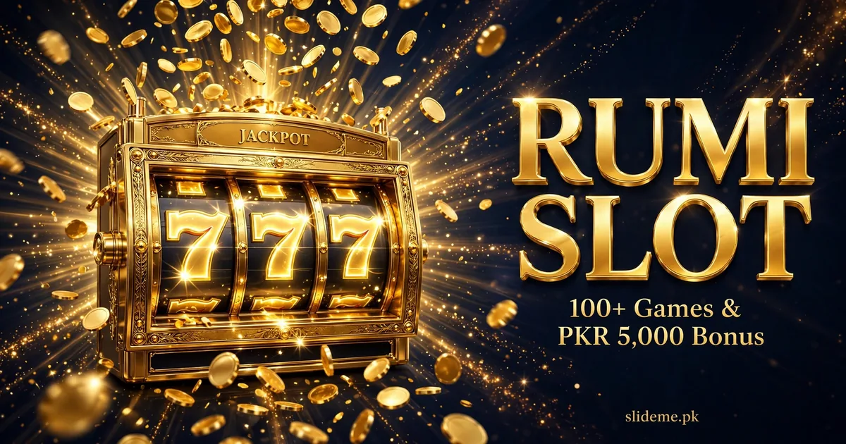 Rumi Slot Game APK with 100+ games and PKR 5,000 bonus banner