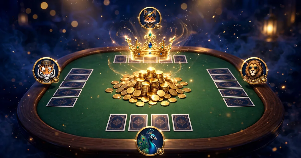 3 Patti Crown Teen Patti card table gameplay scene with crown and gold coins