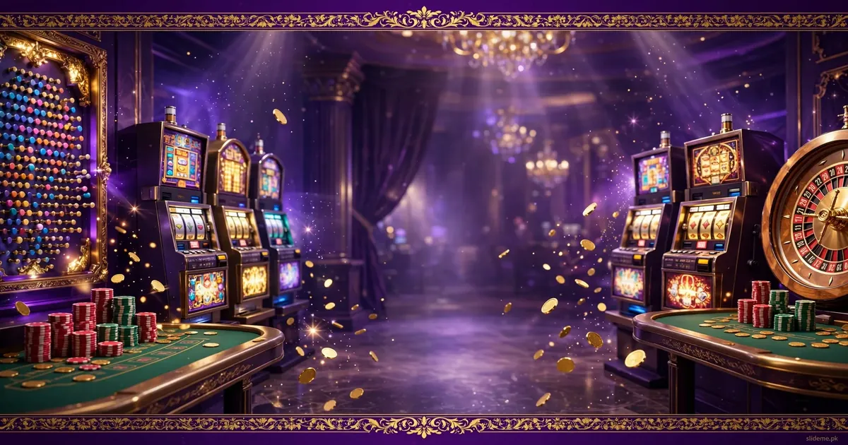 WinPKR Game lobby banner — purple and gold casino lobby with WIN PKR bubble letters, poker chips and ace cards