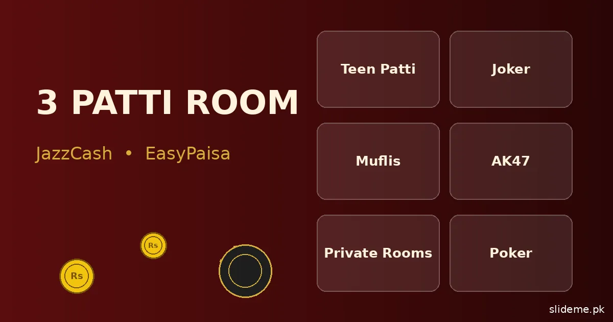 3 Patti Room private Teen Patti table with voice chat and custom room rules, gold and maroon brand style