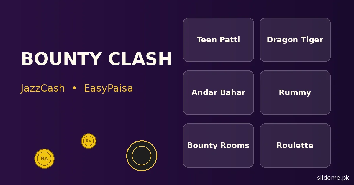 Bounty Clash Game bounty room table — marked bounty opponent seat with gold prize chip, Teen Patti cards and purple-gold casino branding